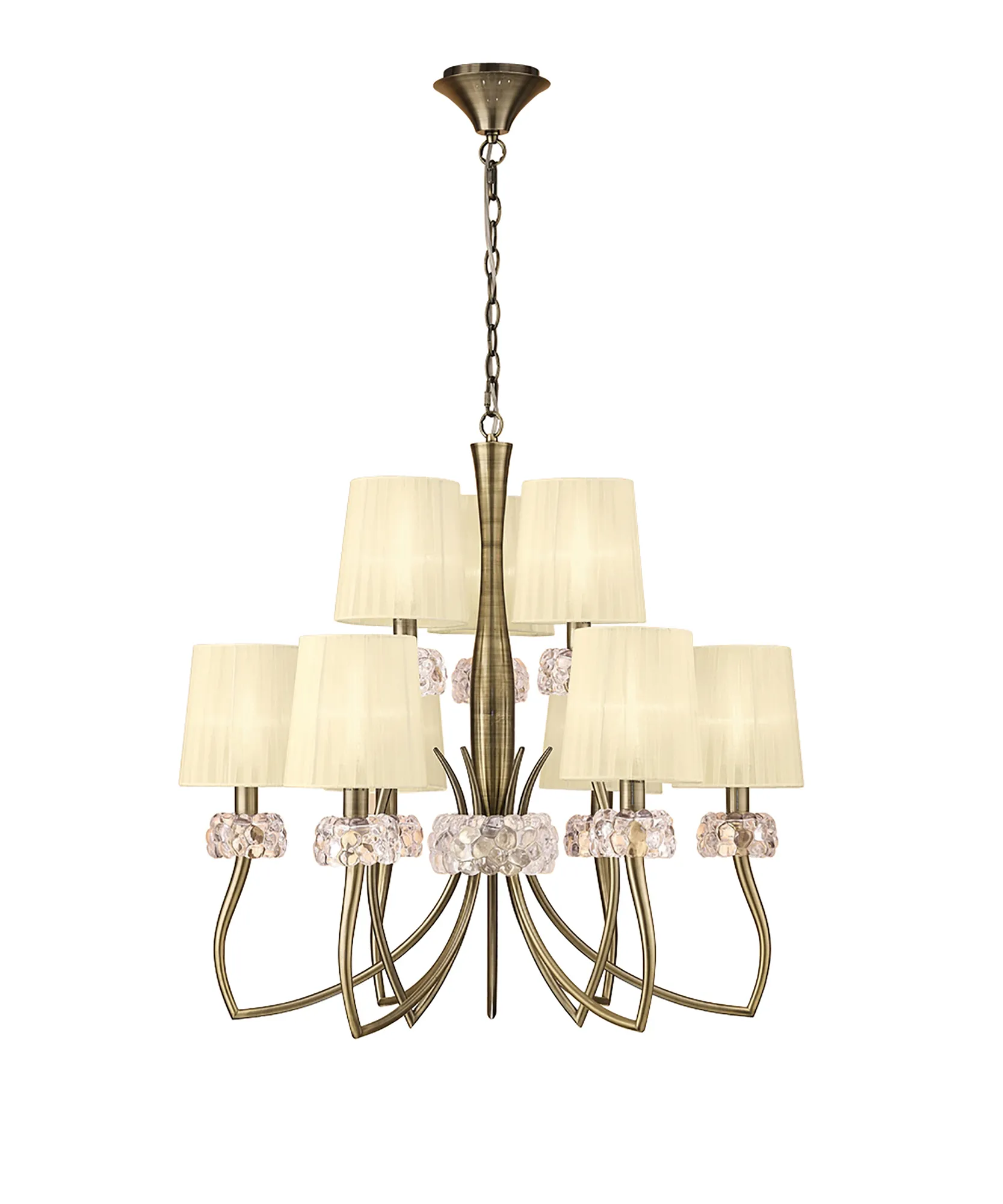 M4630AB  Loewe AB 2 Tier Pendant 9 Light Antique Brass